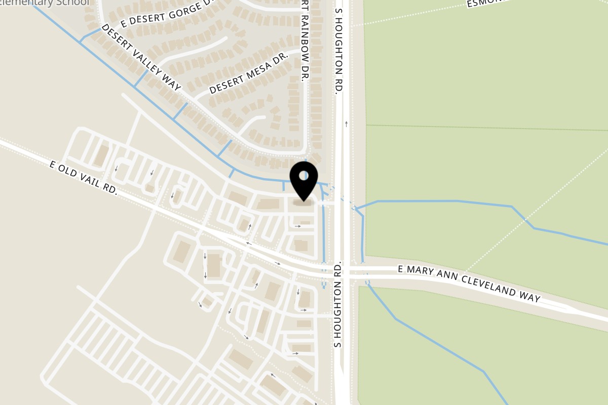 Map showing the location of Rancho Rustico Restaurant on 10275 E Old Vail Rd in Tucson